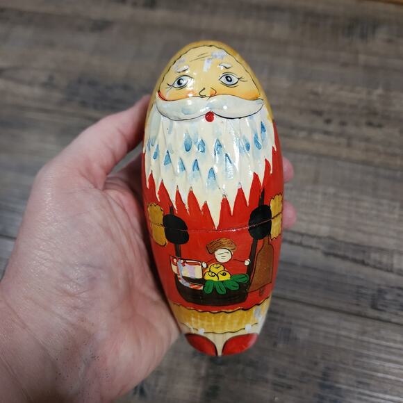 Vintage Santa wooden Nesting Dolls see pics for wear E - Picture 2 of 16